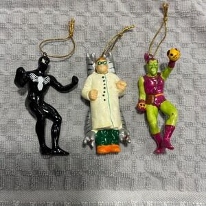3 Vintage Kurt Adler Marvel Ornaments Spider-Man, Green Goblin, Doctor Octopus